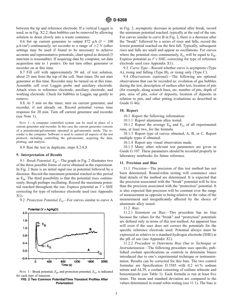 ASTM D6208-97 - Standard Test Method for Repassivation Potential of Aluminum and Its Alloys by Galvanostatic Measurement