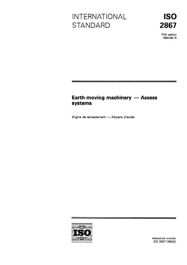 ISO 2867:1994 - Earth-moving machinery -- Access systems