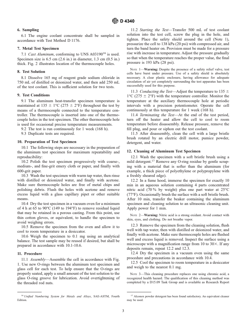 ASTM D4340-96 - Standard Test Method for Corrosion of Cast Aluminum Alloys in Engine Coolants Under Heat-Rejecting Conditions