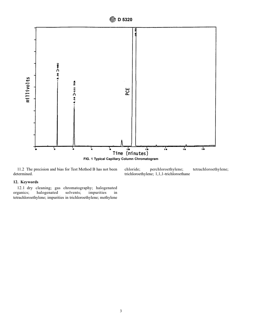 ASTM D5320-96 - Standard Test Methods for Determination of 1,1,1-Trichloroethane and Methylene Chloride Content in Stabilized Trichloroethylene and Tetrachloroethylene