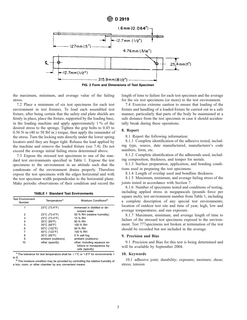 ASTM D2919-00 - Standard Test Method for Determining Durability of Adhesive Joints Stressed in Shear by Tension Loading