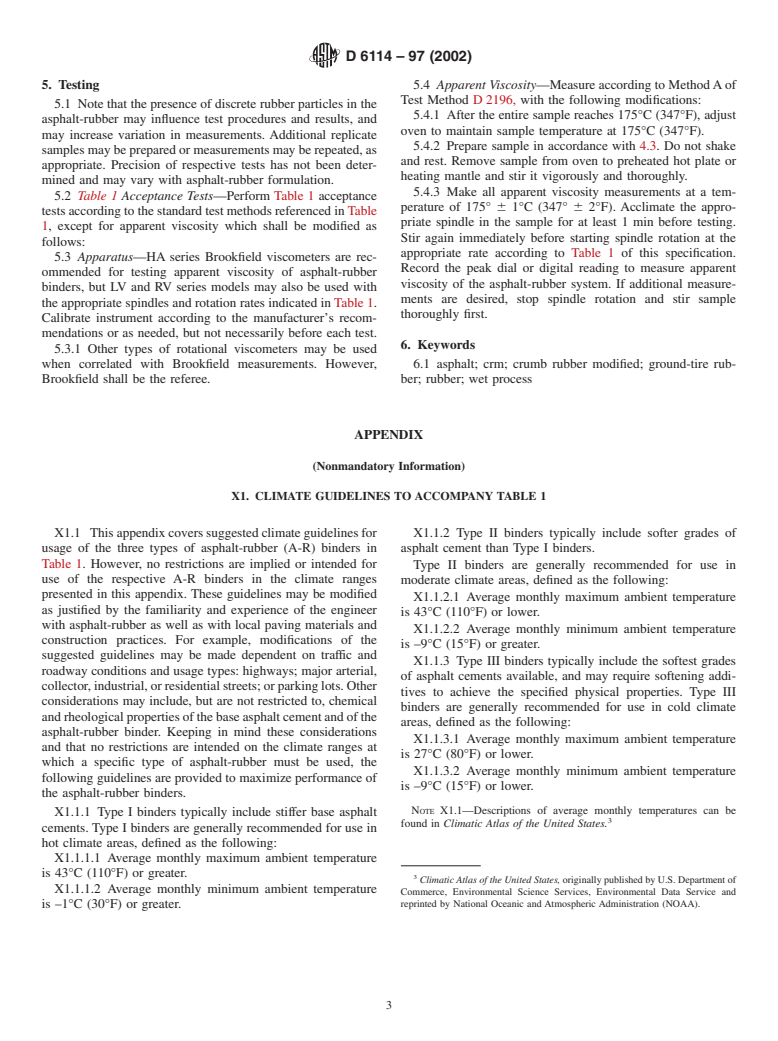 ASTM D6114-97(2002) - Standard Specification for Asphalt-Rubber Binder