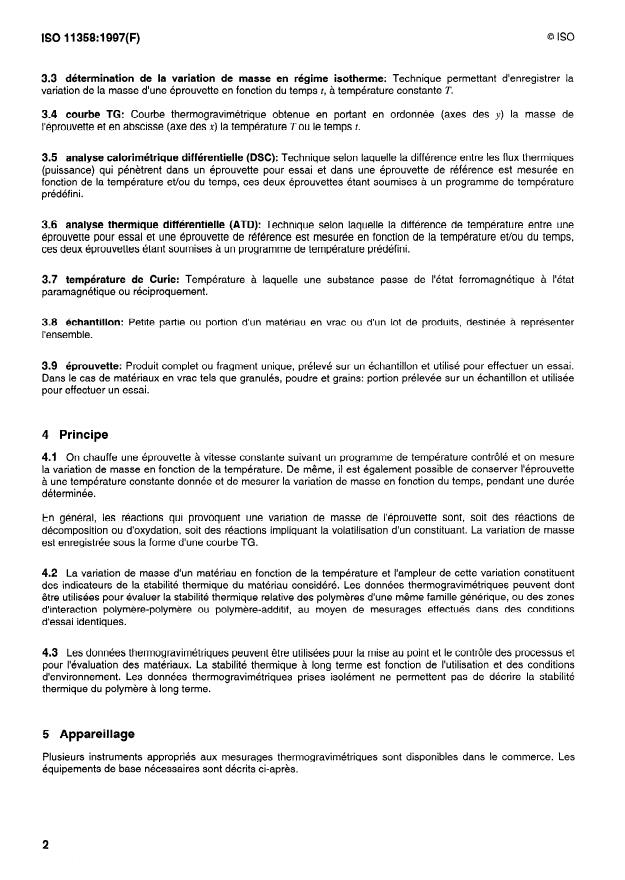 ISO 11358:1997 ISO 11358:1997 - Plastiques -- Thermogravimétrie (TG) des polymeres -- Principes généraux - Page 4 preview