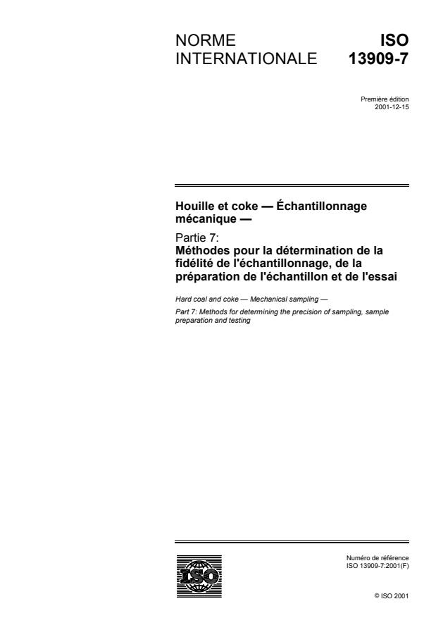 ISO 13909-7:2001 - Houille et coke -- Échantillonnage mécanique