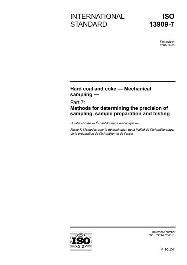 ISO 13909-7:2001 - Hard coal and coke -- Mechanical sampling