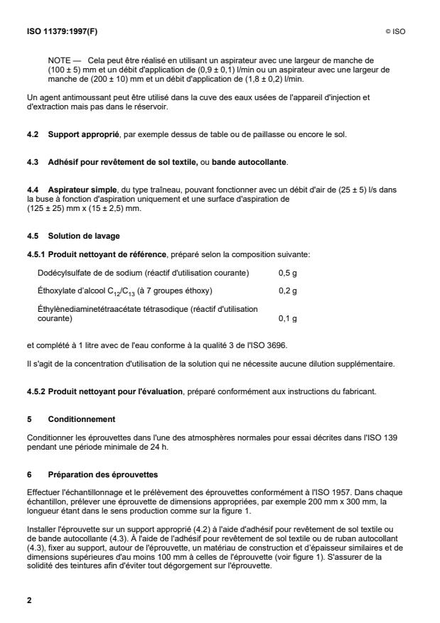 ISO 11379:1997 ISO 11379:1997 - Revetements de sol textiles -- Méthode de nettoyage en laboratoire par injection-extraction - Page 4 preview