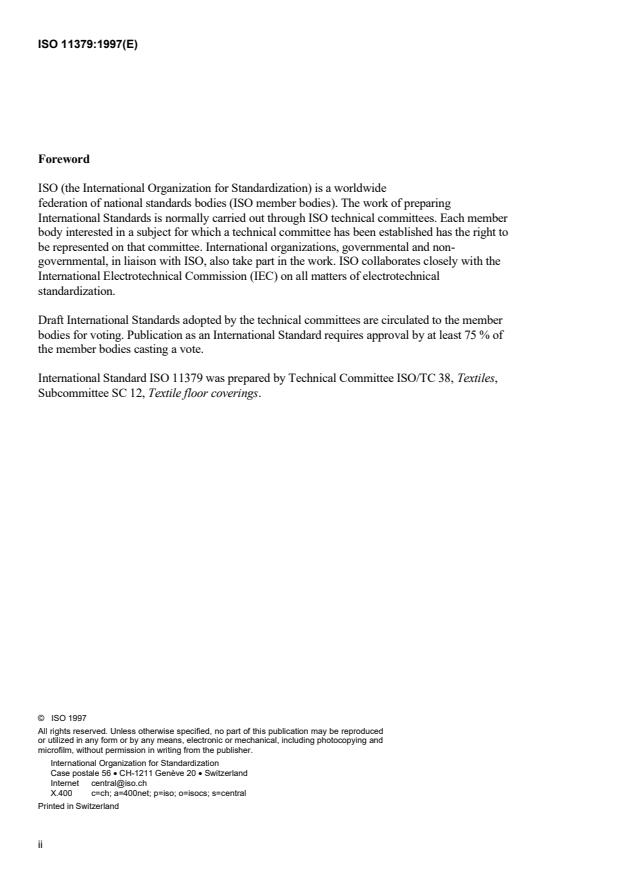 ISO 11379:1997 ISO 11379:1997 - Textile floor coverings -- Laboratory cleaning procedure using spray extraction - Page 2 preview