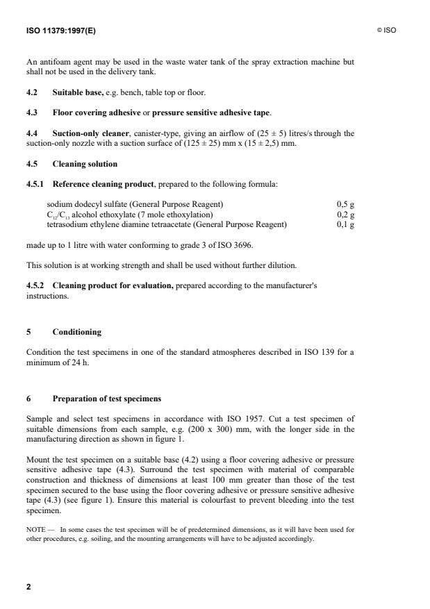 ISO 11379:1997 ISO 11379:1997 - Textile floor coverings -- Laboratory cleaning procedure using spray extraction - Page 4 preview