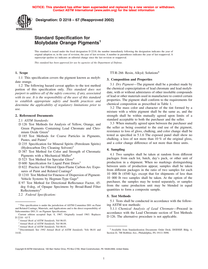 ASTM D2218-67(2002) - Standard Specification for Molybdate Orange Pigments