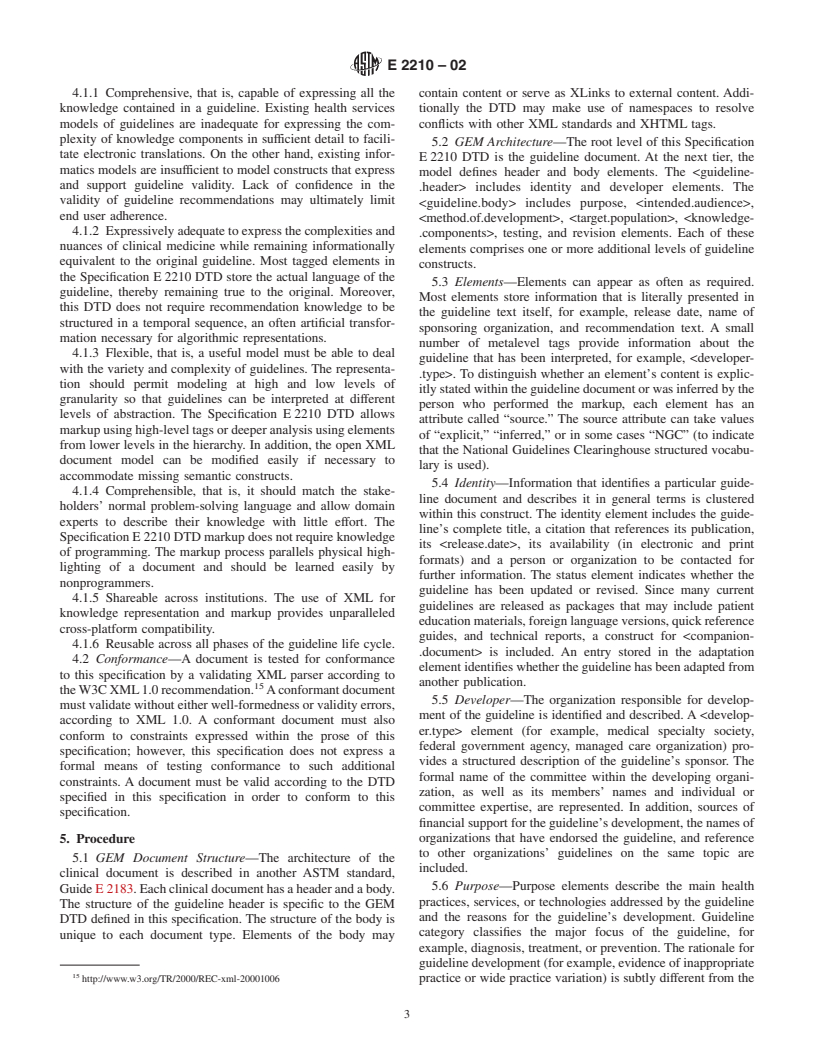 ASTM E2210-02 - Standard Specification for Guideline Elements Model (GEM)-Document Model for Clinical Practice Guidelines