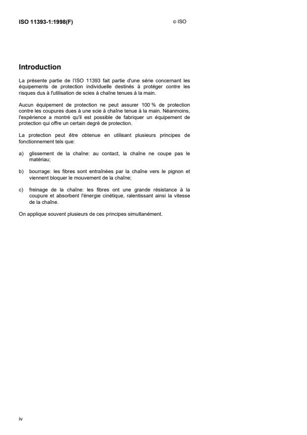 ISO 11393-1:1998 ISO 11393-1:1998 - Vetements de protection pour utilisateurs de scies a chaîne tenues a la main - Page 4 preview