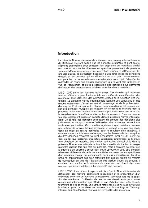ISO 11403-2:1995 - Plastiques -- Acquisition et présentation de données multiples comparables