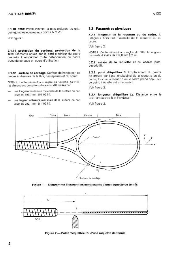 ISO 11416:1995 ISO 11416:1995 - Raquettes de tennis -- Composants d'une raquette et parametres physiques - Page 4 preview