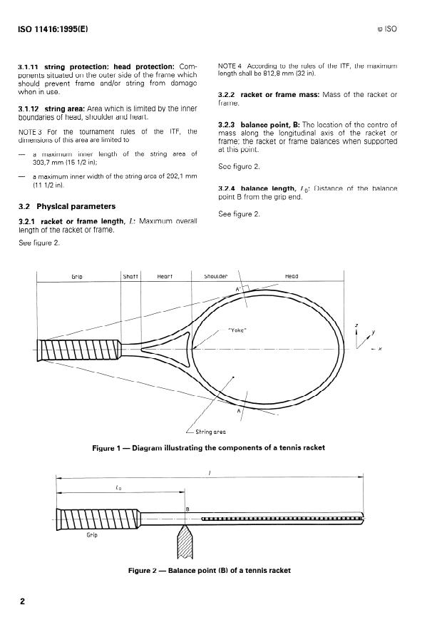 ISO 11416:1995 ISO 11416:1995 - Tennis rackets -- Racket components and physical parameters - Page 4 preview
