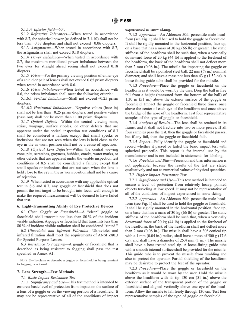 ASTM F659-98 - Standard Specification for Skier Goggles and Faceshields