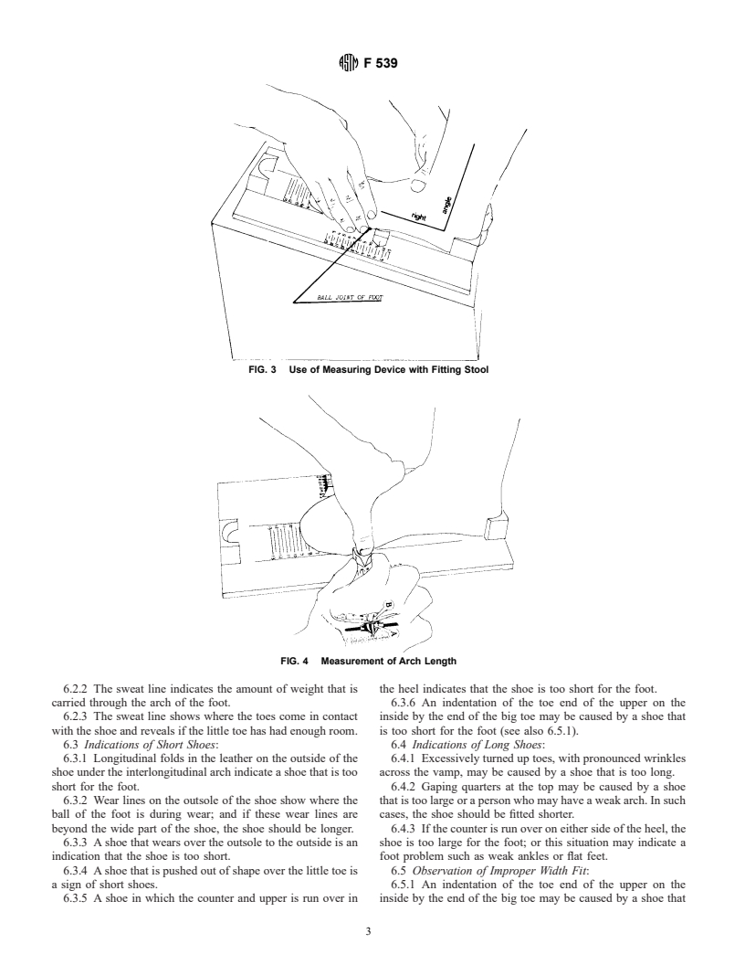 ASTM F539-78(1994) - Standard Practice for Fitting Athletic Footwear