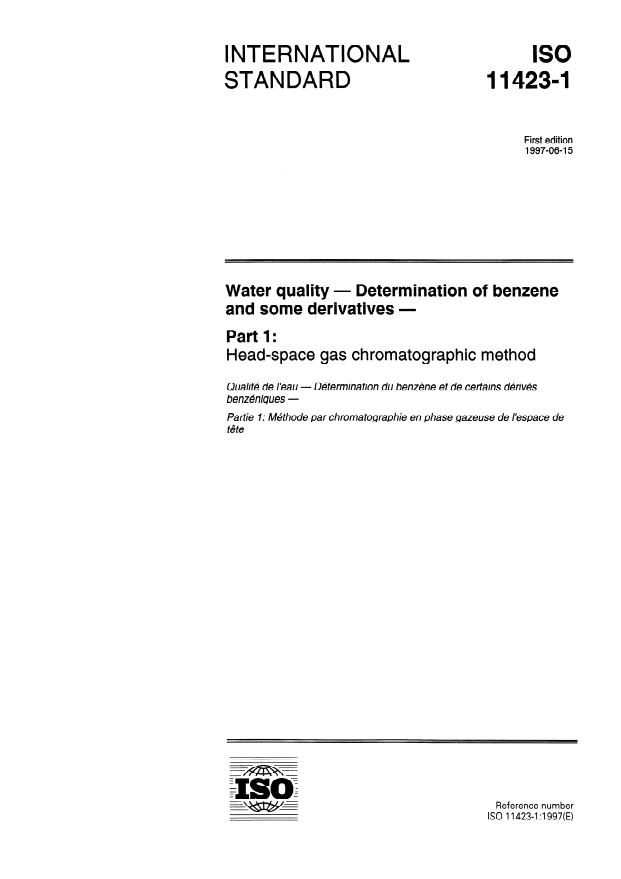 ISO 11423-1:1997 - Water quality -- Determination of benzene and some derivatives