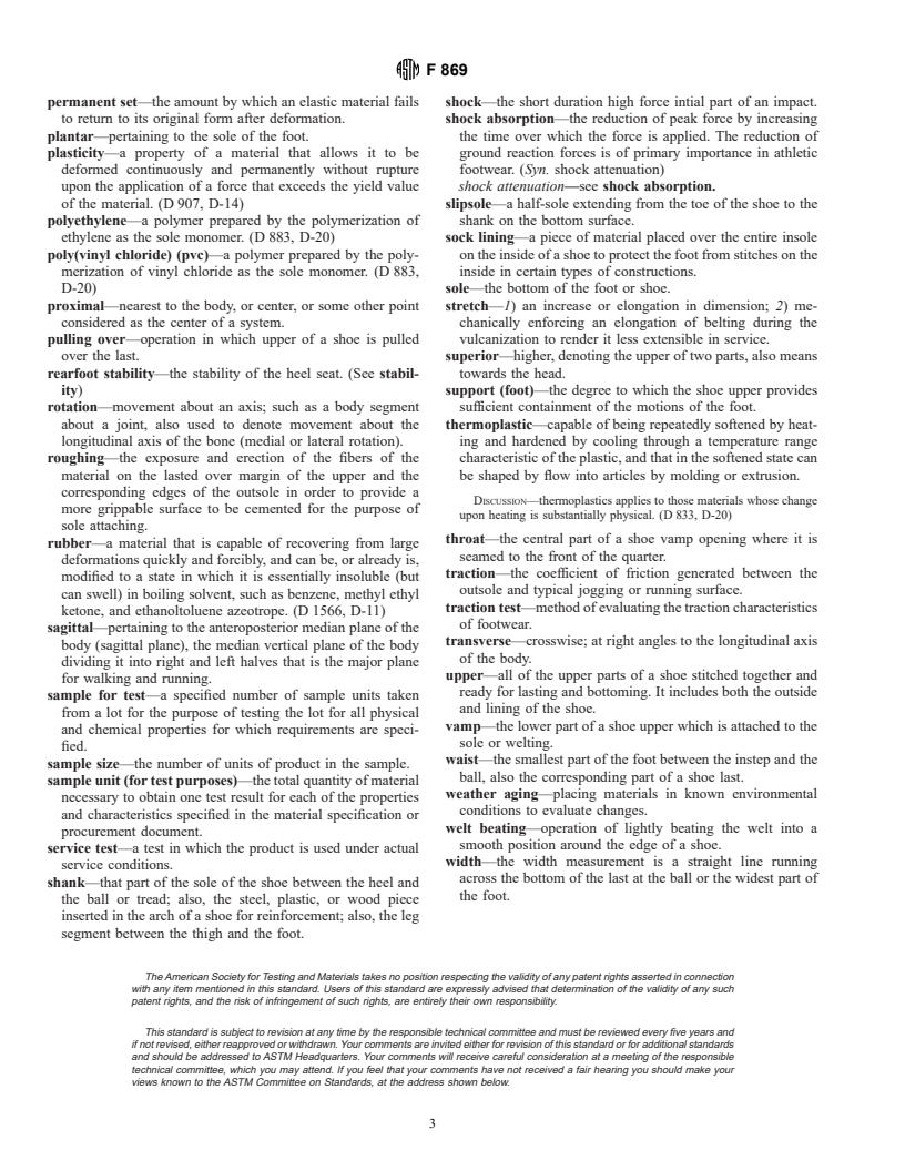 ASTM F869-00 - Standard Terminology Relating to Athletic Shoes and Biomechanics