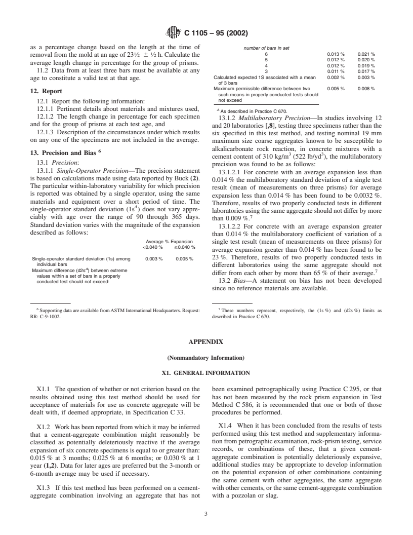 ASTM C1105-95(2002) - Standard Test Method for Length Change of Concrete Due to Alkali-Carbonate Rock Reaction