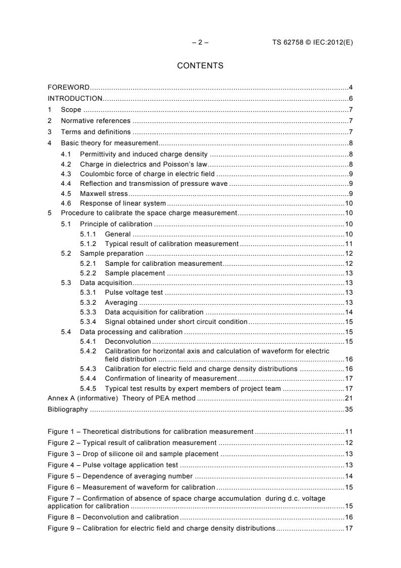 IEC TS 62758:2012 IEC TS 62758:2012 - Calibration of space charge measuring equipment based on the pulsed electro-acoustic (PEA) measurement principle - Page 4 preview