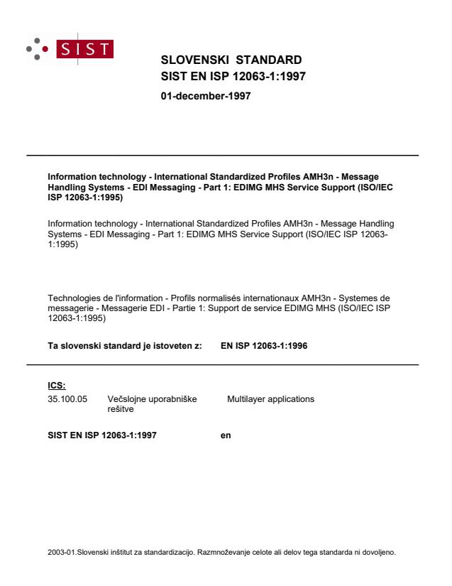 EN ISP 12063-1:1997