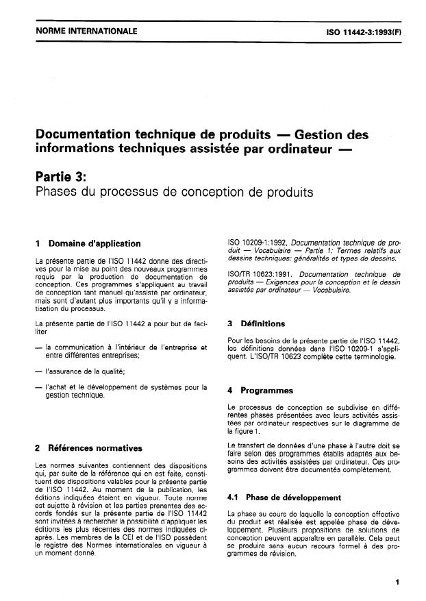 ISO 11442-3:1993 - Documentation technique de produits -- Gestion des informations techniques assistée par ordinateur