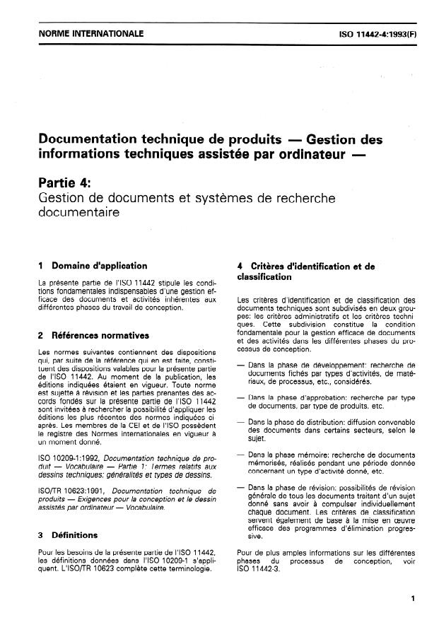 ISO 11442-4:1993 - Documentation technique de produits -- Gestion des informations techniques assistée par ordinateur