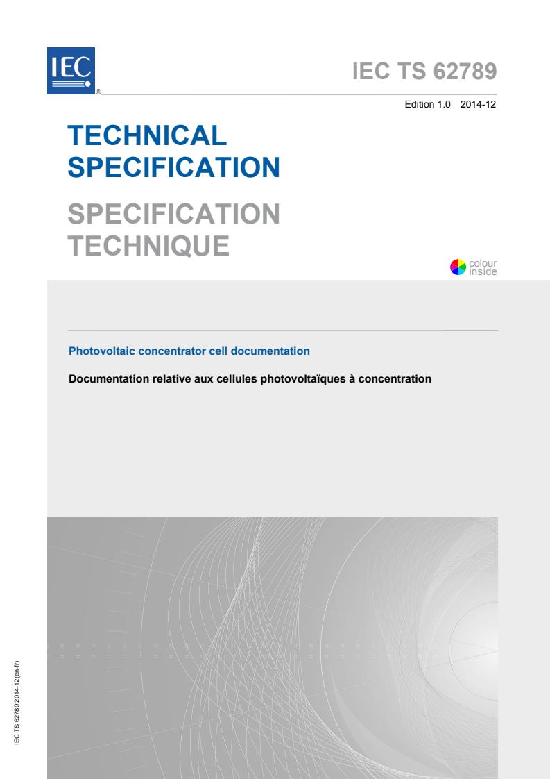 IEC TS 62789:2014 - Photovoltaic concentrator cell documentation