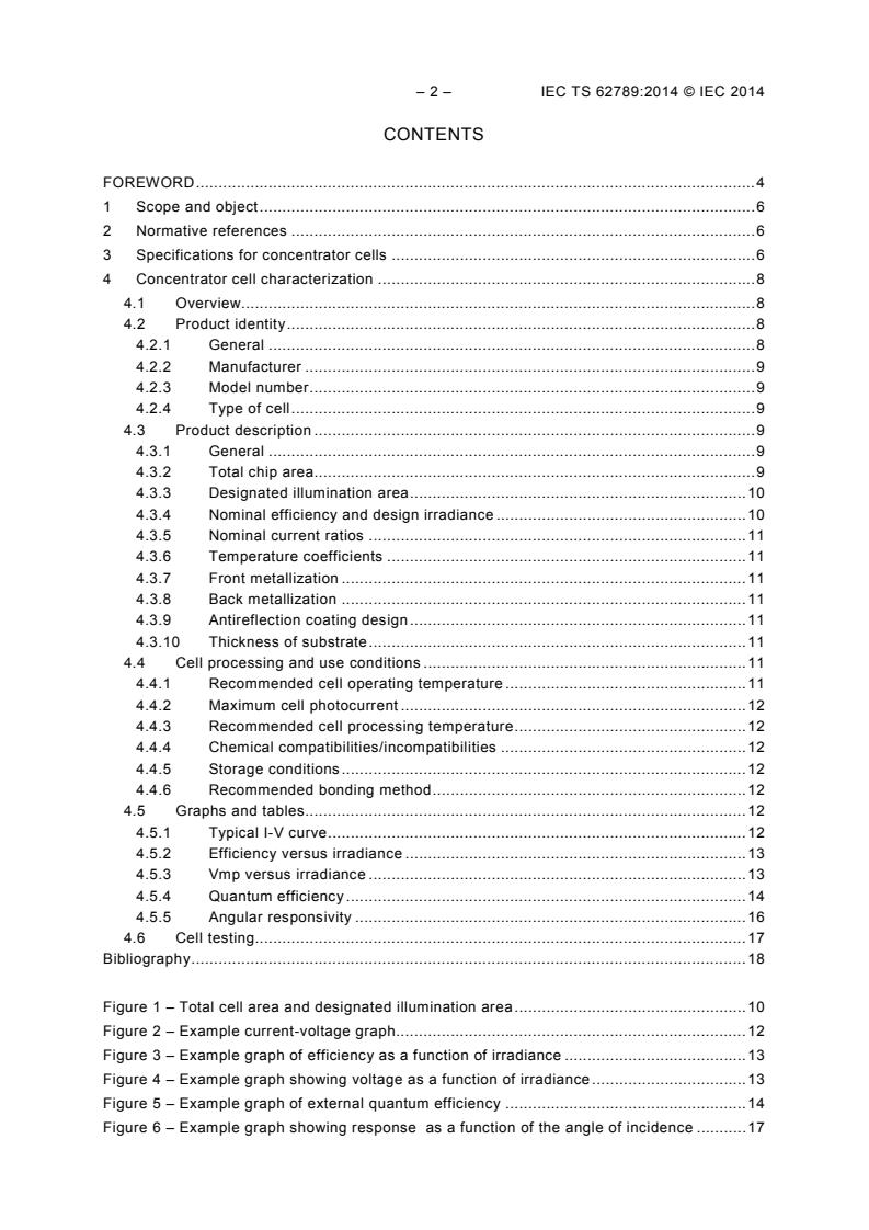 IEC TS 62789:2014 IEC TS 62789:2014 - Photovoltaic concentrator cell documentation - Page 4 preview