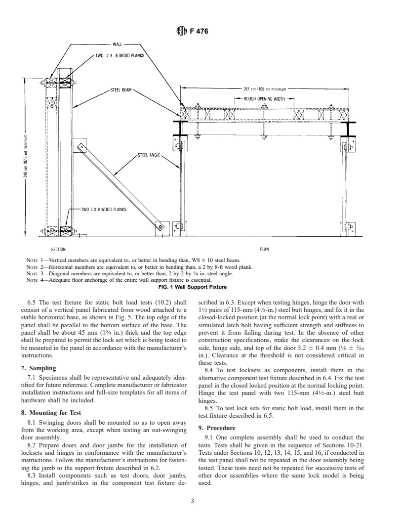 ASTM F476-84(1996) - Standard Test Methods for Security of Swinging Door Assemblies