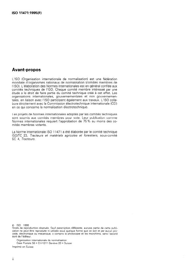 ISO 11471:1995 ISO 11471:1995 - Tracteurs et matériels agricoles -- Codage des commandes et services hydrauliques a distance - Page 2 preview