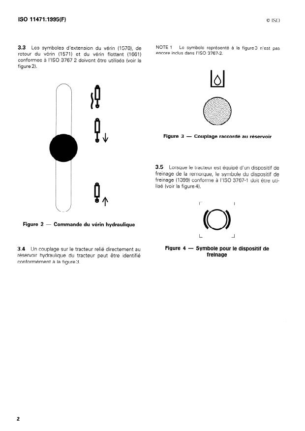 ISO 11471:1995 ISO 11471:1995 - Tracteurs et matériels agricoles -- Codage des commandes et services hydrauliques a distance - Page 4 preview