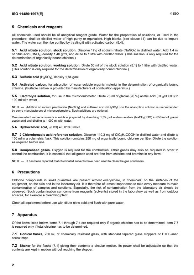 ISO 11480:1997 ISO 11480:1997 - Pulp, paper and board -- Determination of total chlorine and organically bound chlorine - Page 4 preview