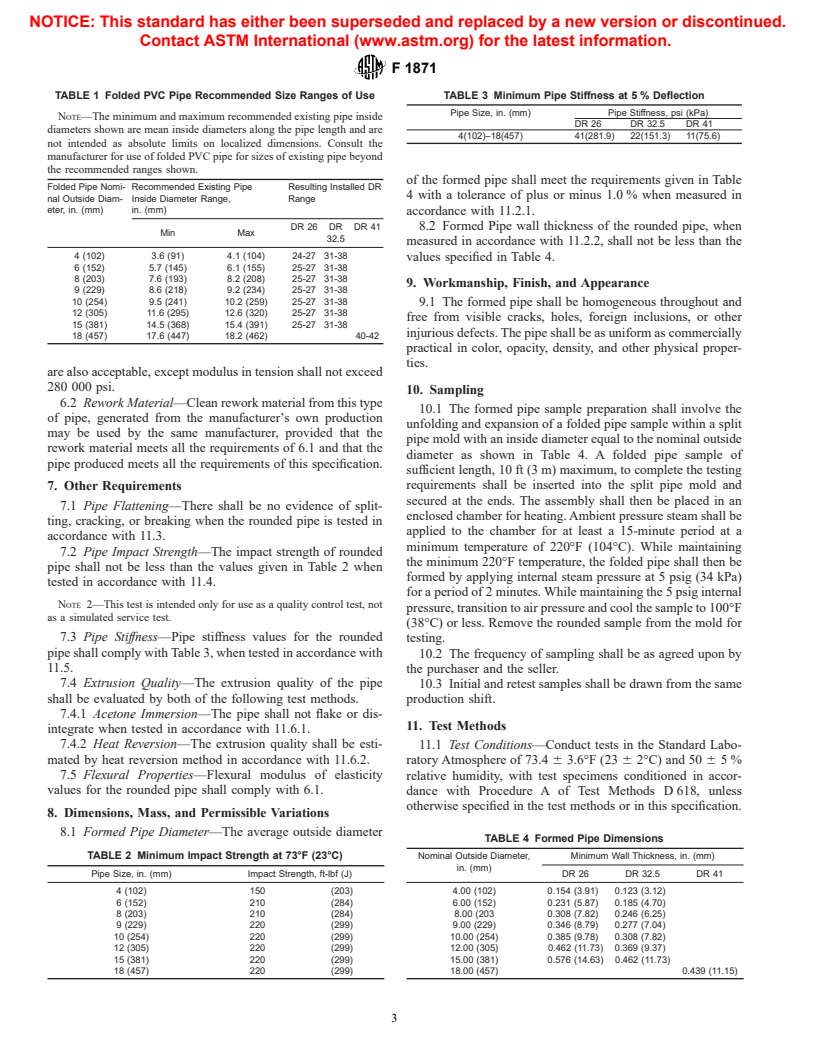 ASTM F1871-98e1 - Standard Specification for Folder/Formed Poly (Vinyl Chloride) Pipe Type A for Existing Sewer and Conduit Rehabilitation