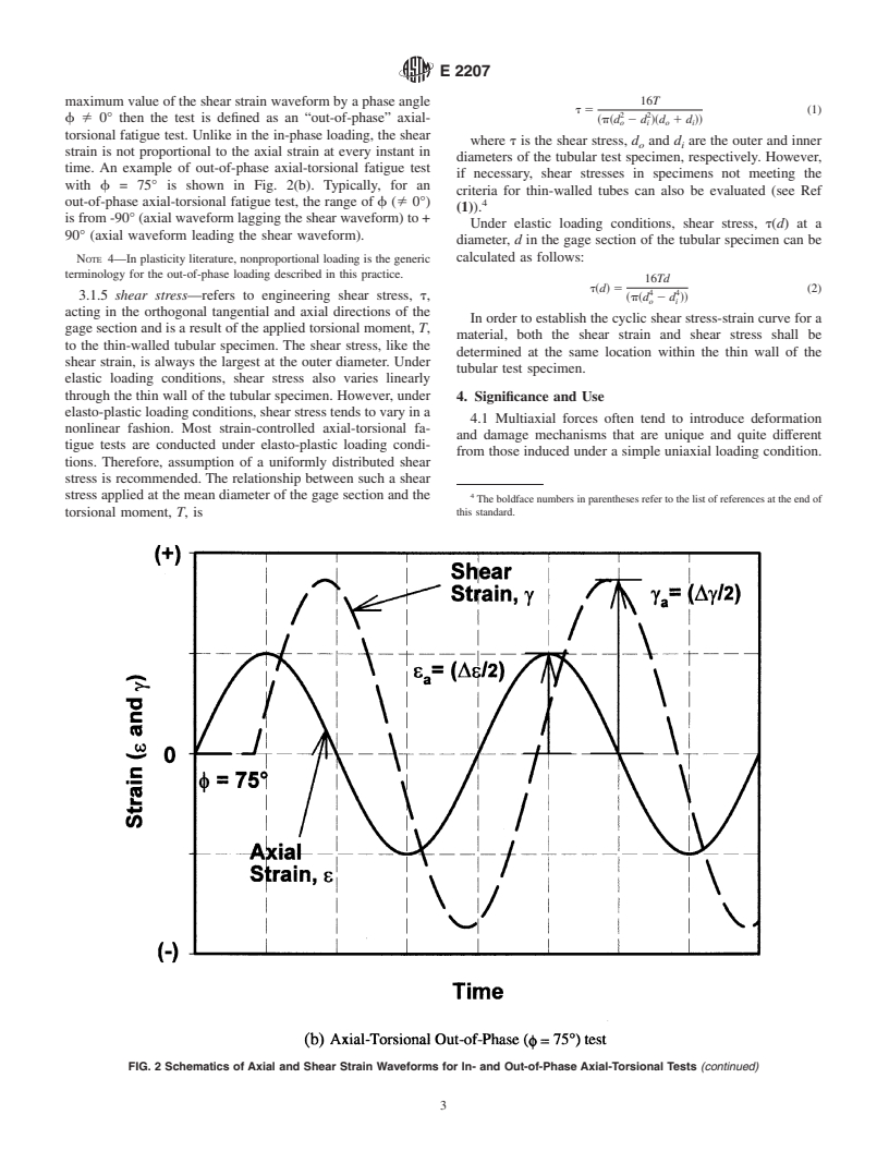 ASTM E2207-02 - Standard Practice for Strain-Controlled Axial-Torsional Fatigue Testing with Thin-Walled Tubular Specimens