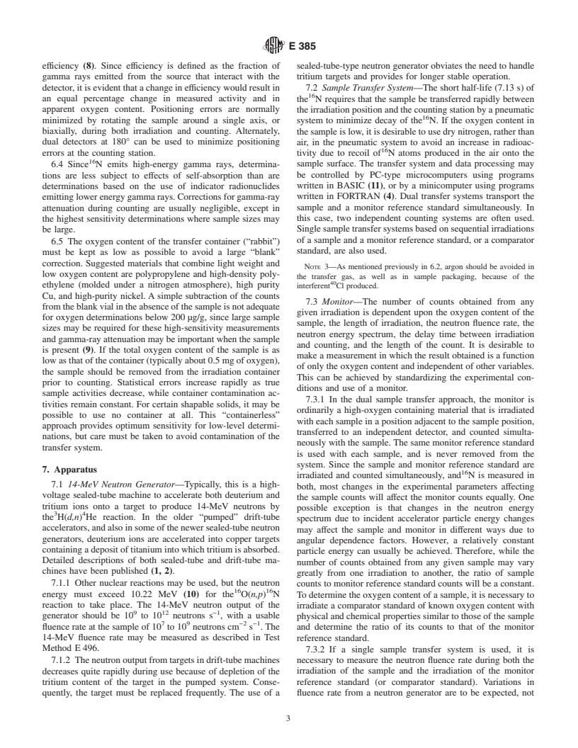 ASTM E385-90(2002) - Standard Test Method for Oxygen Content Using a 14-MeV Neutron Activation and Direct-Counting Technique