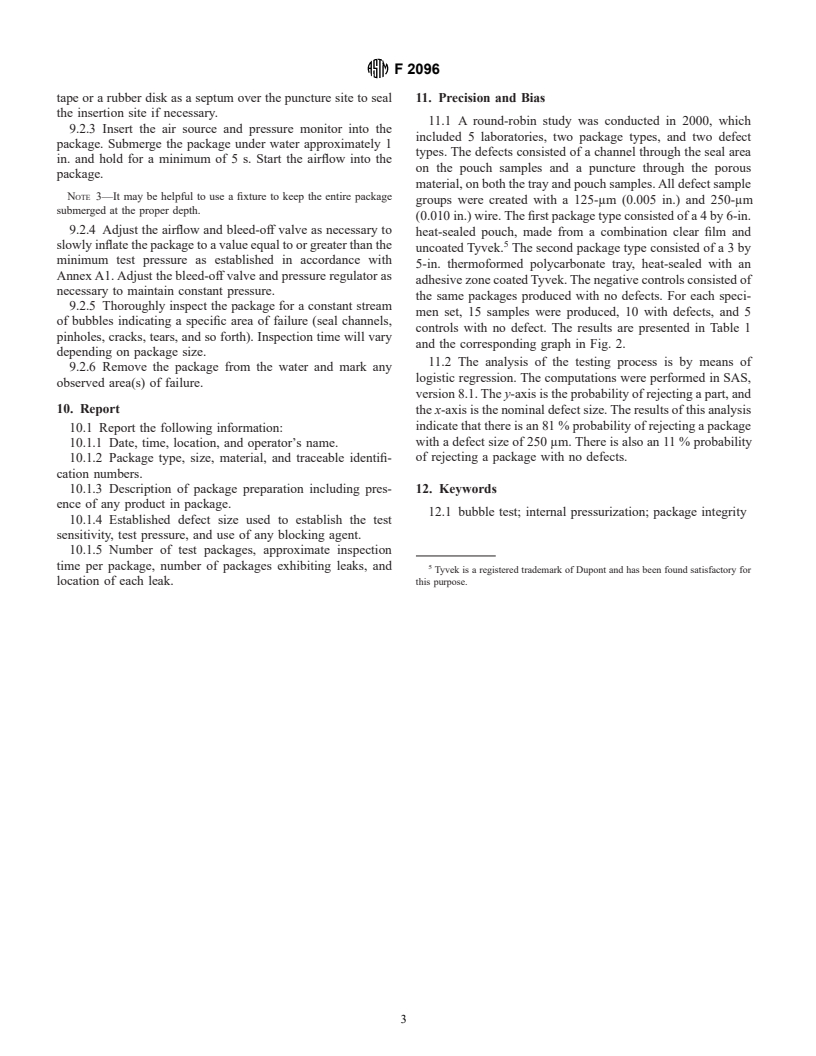 ASTM F2096-01 - Standard Test Method for Detecting Gross Leaks in Medical Packaging by Internal Pressurization (Bubble Test)