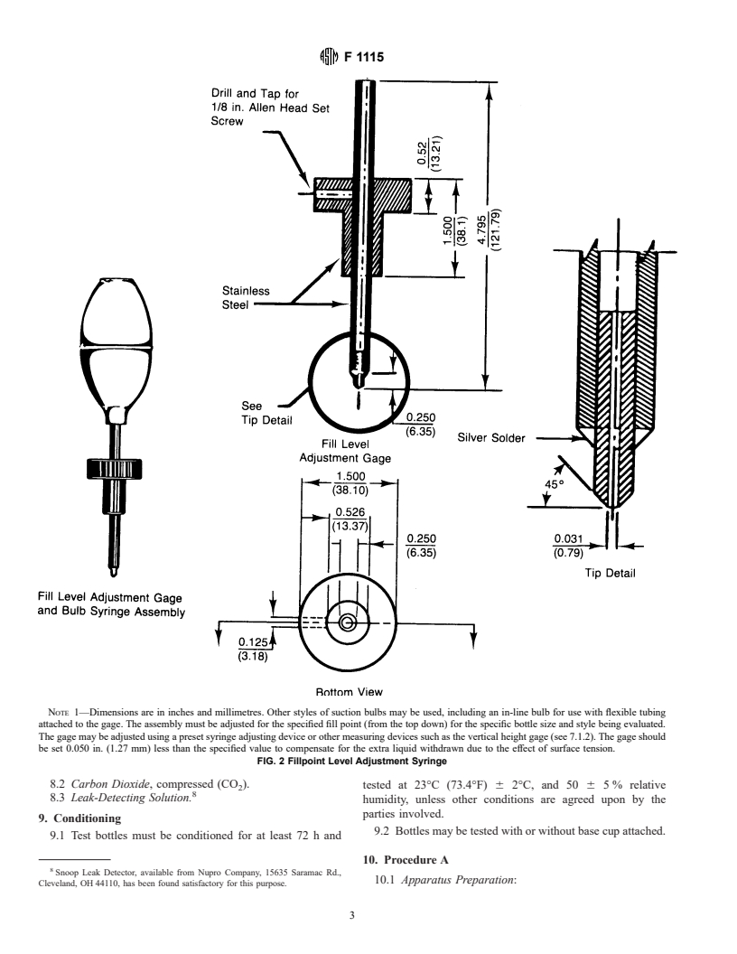 ASTM F1115-95 - Standard Test Method for Determining the Carbon Dioxide Loss of Beverage Containers