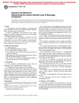 ASTM F1115-95 - Standard Test Method for Determining the Carbon Dioxide Loss of Beverage Containers