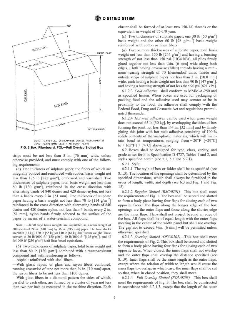 ASTM D5118/D5118M-95 - Standard Practice for Fabrication of Fiberboard Shipping Boxes