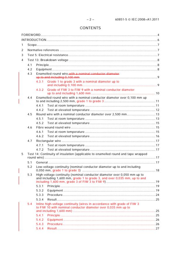IEC 60851-5:2008+AMD1:2011 CSV IEC 60851-5:2008+AMD1:2011 CSV - Winding wires - Test methods - Part 5: Electrical properties - Page 4 preview