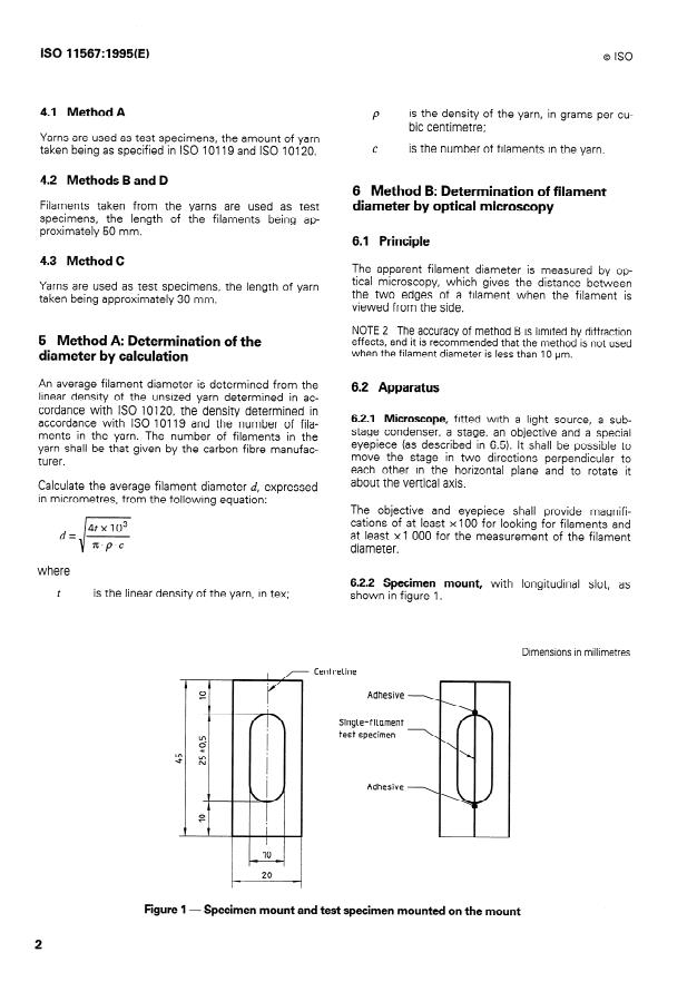 ISO 11567:1995 ISO 11567:1995 - Carbon fibre -- Determination of filament diameter and cross-sectional area - Page 4 preview