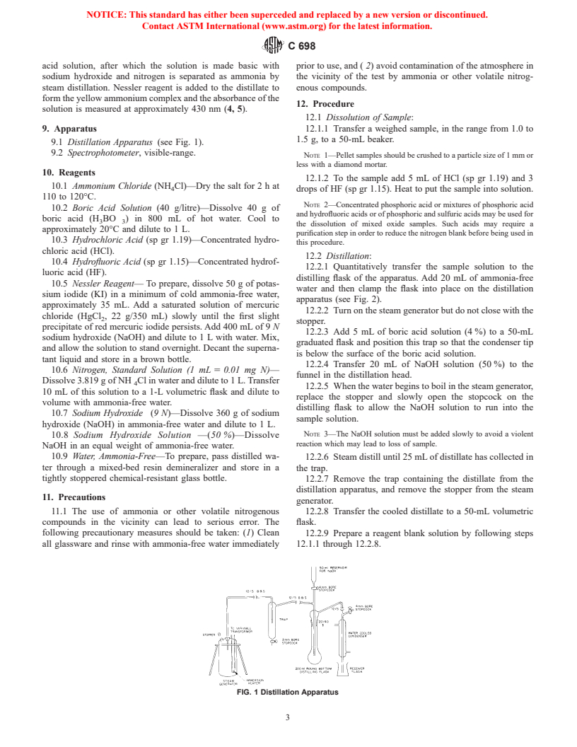 ASTM C698-98 - Standard Test Methods for Chemical, Mass Spectrometric, and Spectrochemical Analysis of Nuclear-Grade Mixed Oxides ((U, Pu)O<sub>2</sub>)