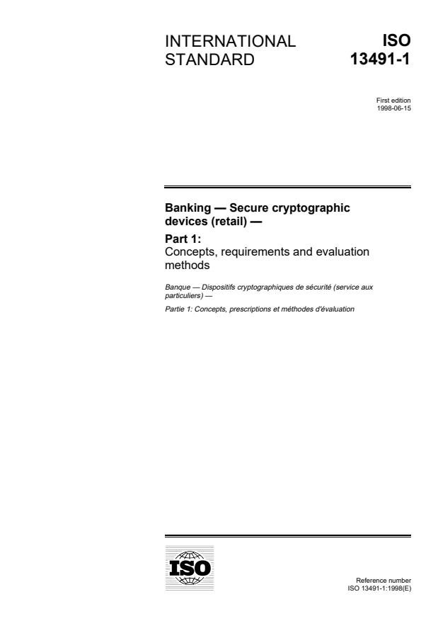 ISO 13491-1:1998 - Banking -- Secure cryptographic devices (retail)