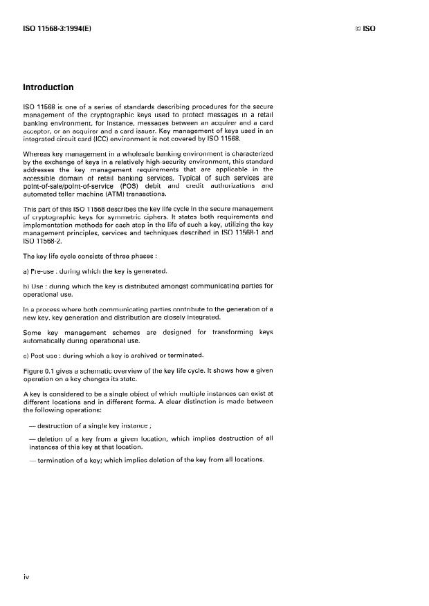 ISO 11568-3:1994 ISO 11568-3:1994 - Banking -- Key management (retail) - Page 4 preview