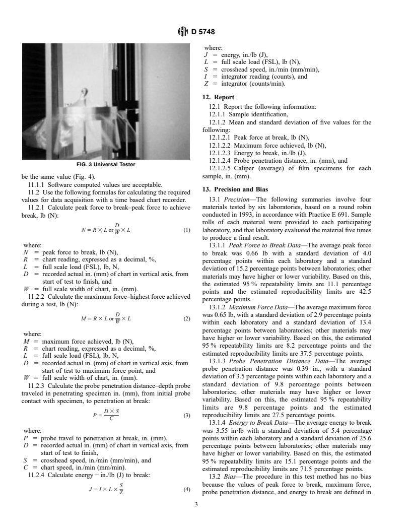 ASTM D5748-95 - Standard Test Method for Protrusion Puncture Resistance of Stretch Wrap Film