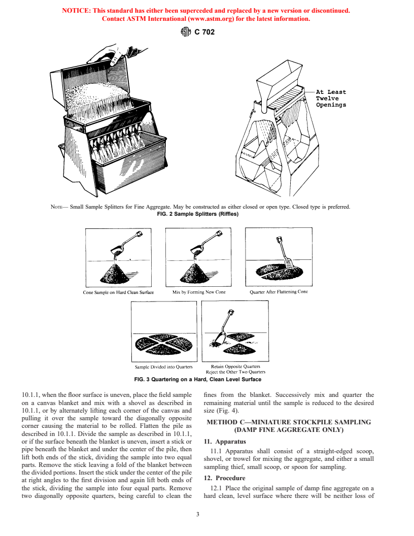 ASTM C702-98 - Standard Practice for Reducing Samples of Aggregate to Testing Size