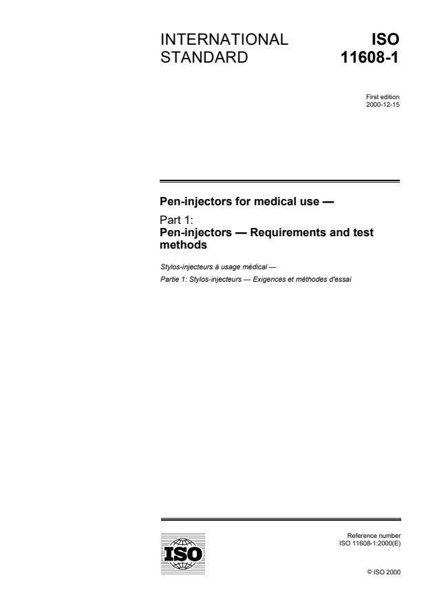 ISO 11608-1:2000 - Pen-injectors for medical use