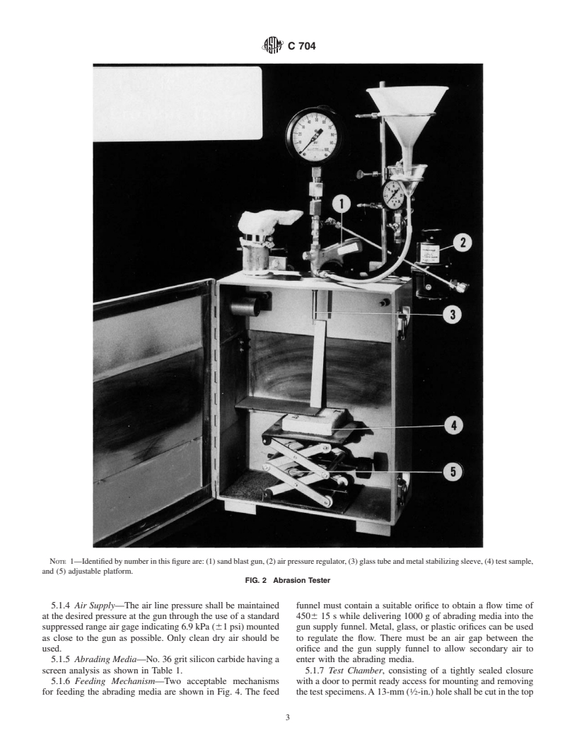 ASTM C704-01 - Standard Test Method for Abrasion Resistance of Refractory Materials at Room Temperature