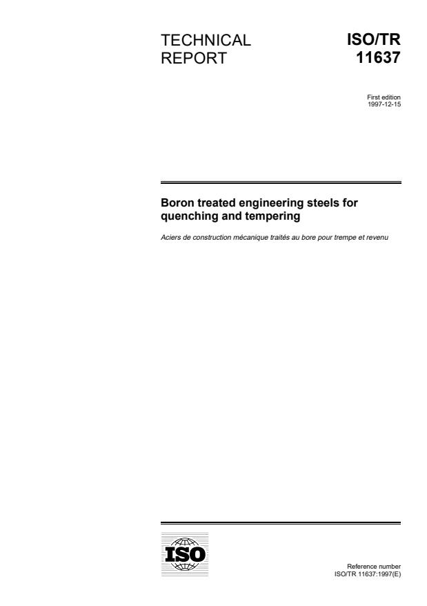 ISO/TR 11637:1997 - Boron treated engineering steels for quenching and tempering